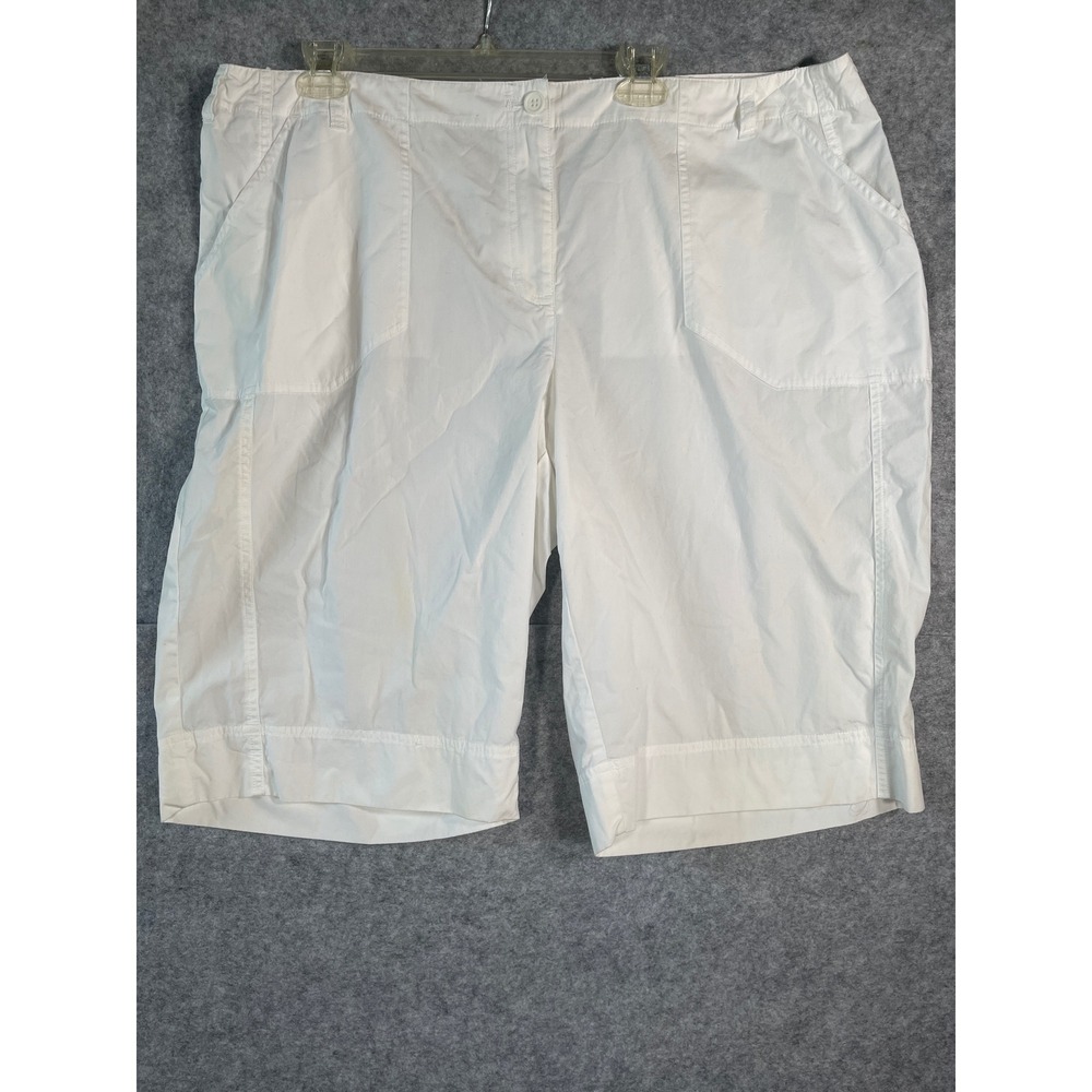 Jones New York Sport Woman White Bermuda Shorts Plus Size 20W Cotton Blend Knee